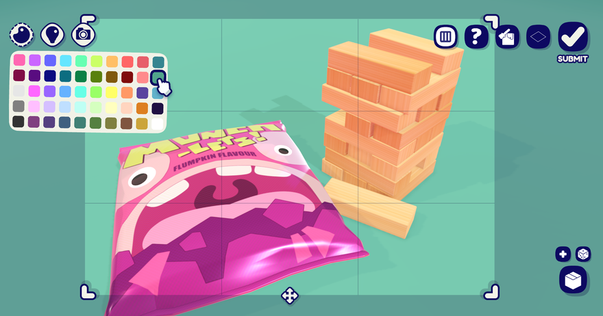 A screen shot from the game 'Still Life' shows a block of jenga and a magazine.