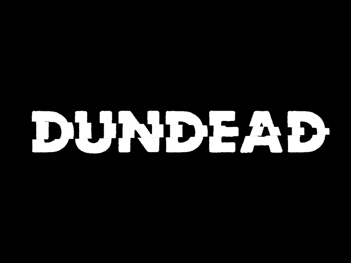 White Dundead logo on black background