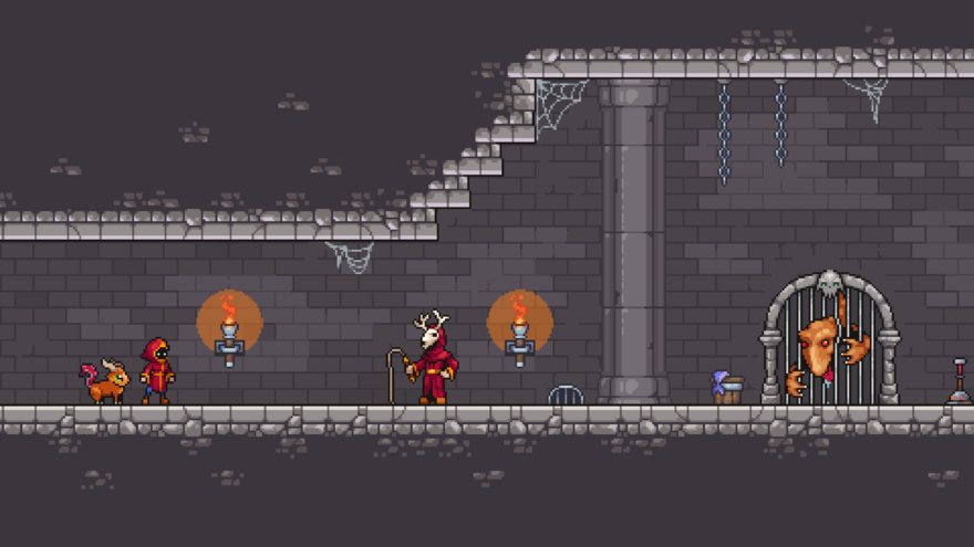 A screenshot from the pixel art game Escape from the Church of the Cosmic Apocalypse