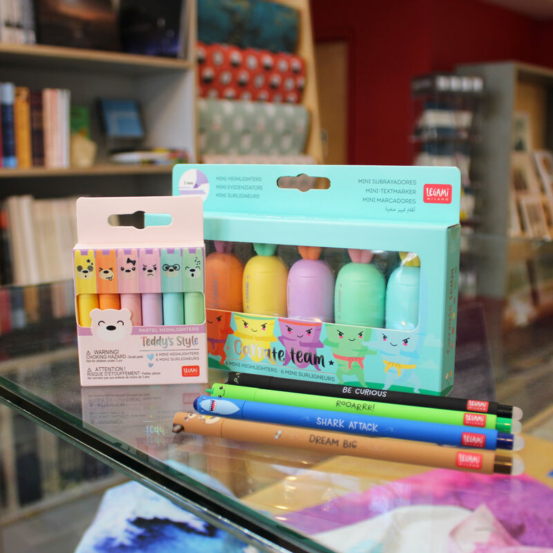 Colourful markers with cute animal and vegetable character designs at DCA Shop