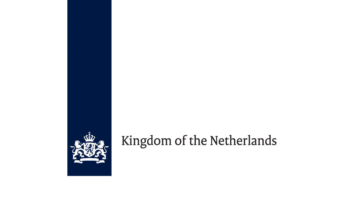 A blue rectangle with the crest of the Netherlands and the words 'Kingdom of the Netherlands'